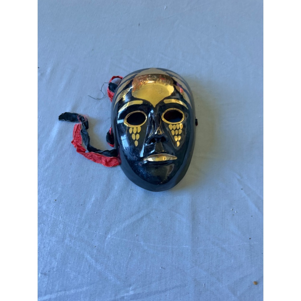 Dark Academia Unisex Century Vintage Miniature Brass Mask Small Black Gold